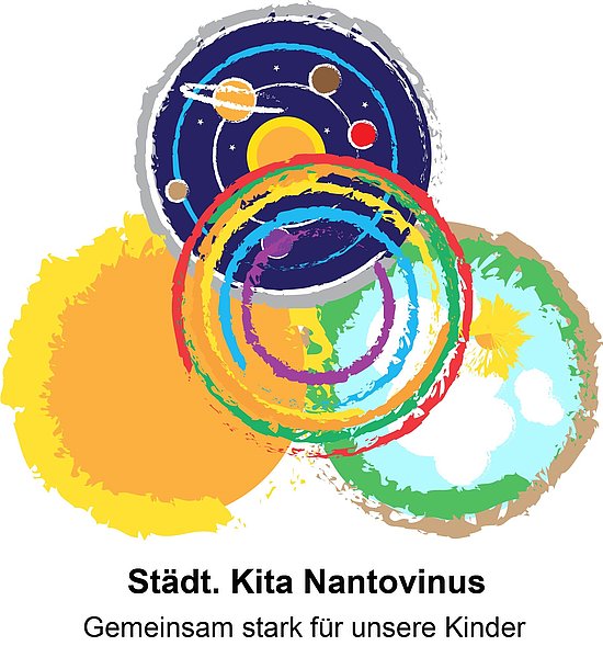 Logo der Kita Nantovinus mit bunten verschlungenen Kreisen