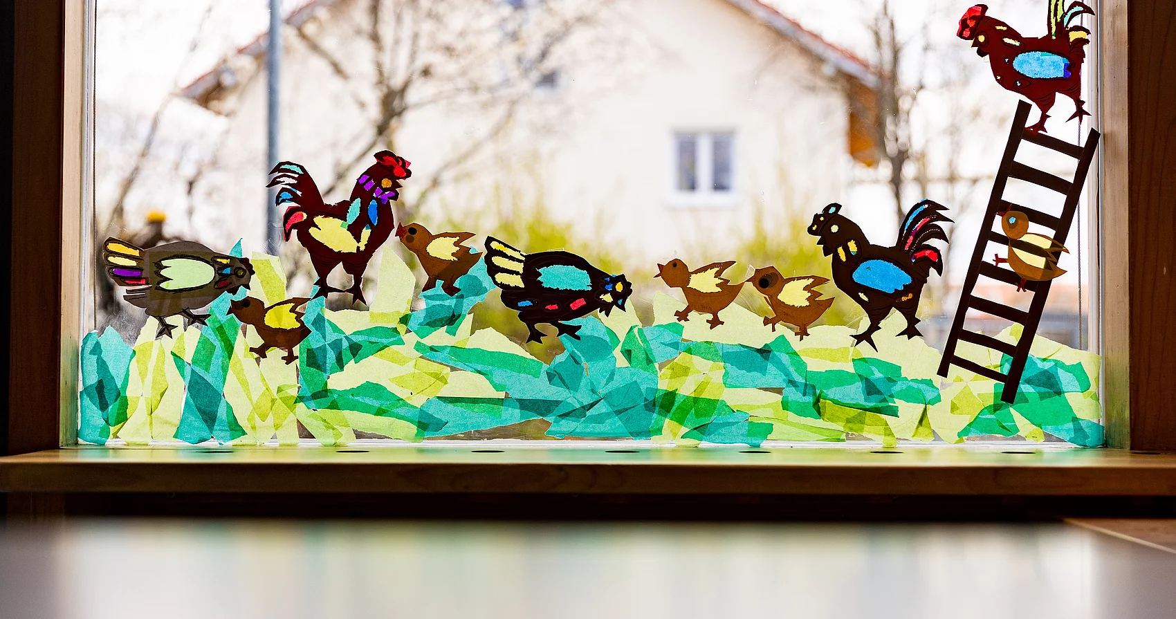 Fensterbild im Kindergarten Giraffenhaus